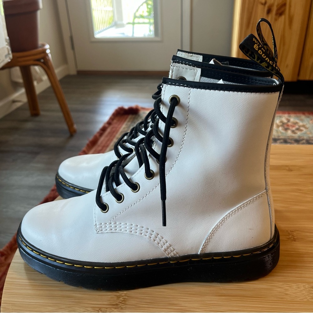 Dr. Martens Zavala White Combat Boots - Picture 2 of 5